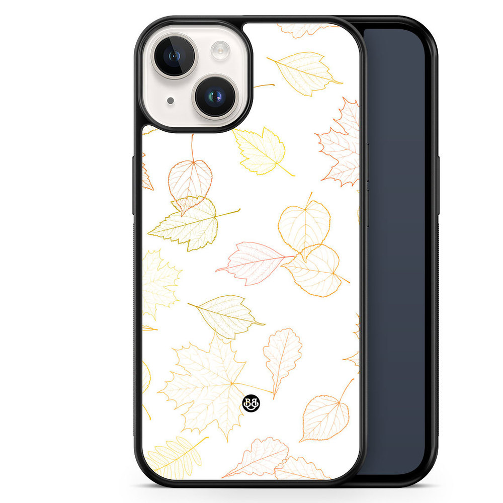 iPhone 14 Case - Vit med Löv
