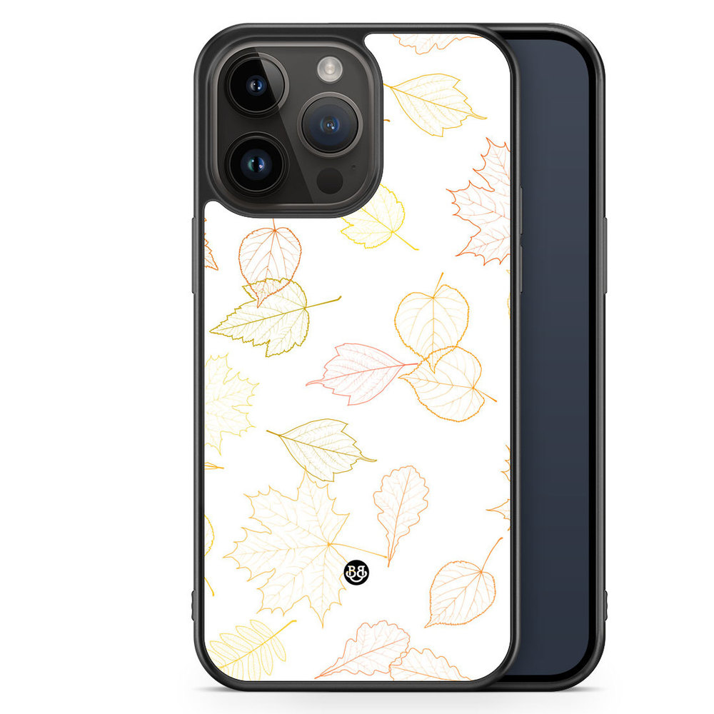 iPhone 14 Pro Max Case - Vit med Löv