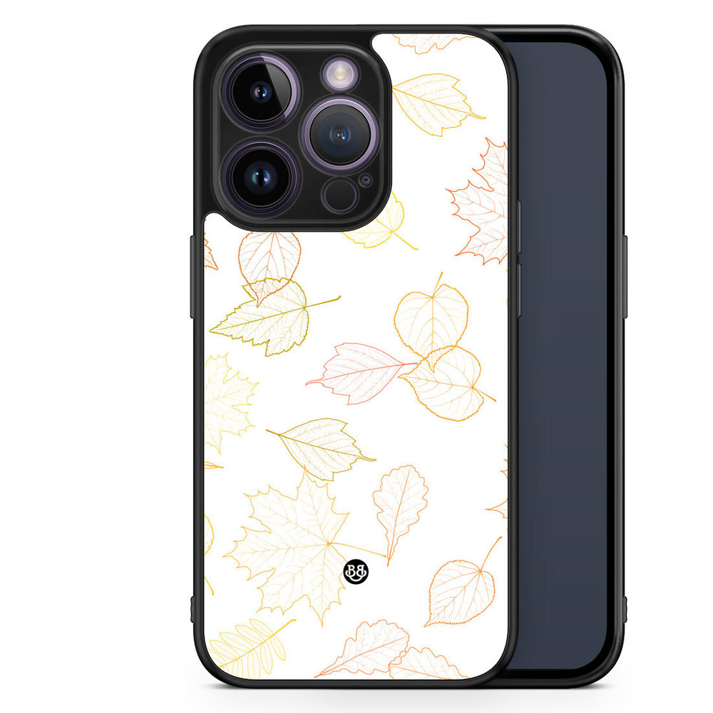 iPhone 14 Pro Case - Vit med Löv