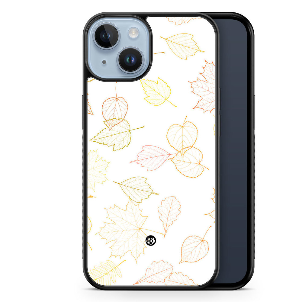 iPhone 14 Plus Case - Vit med Löv