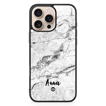 iPhone 16 Pro Max Custom Case - White Marble Name