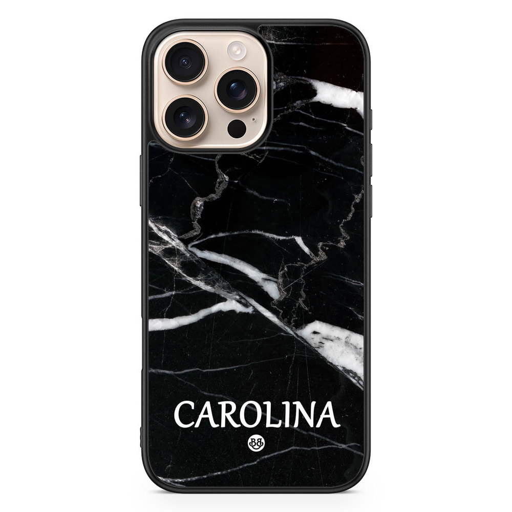 iPhone 16 Pro Max Custom Case - Black Marble Name