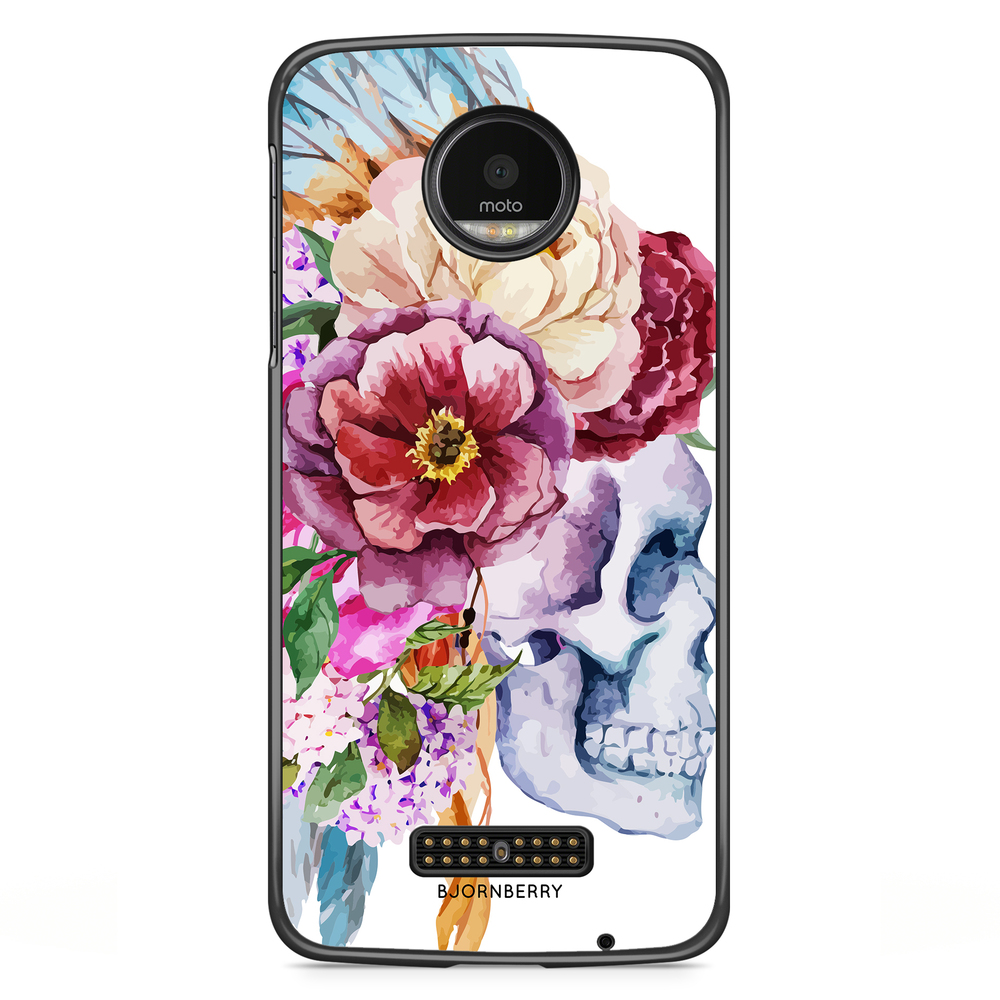 Motorola Moto Z Case - Skull & Flowers