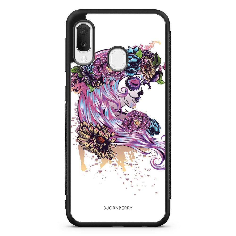 Samsung Galaxy A20e Case - Skull Girl Flowers