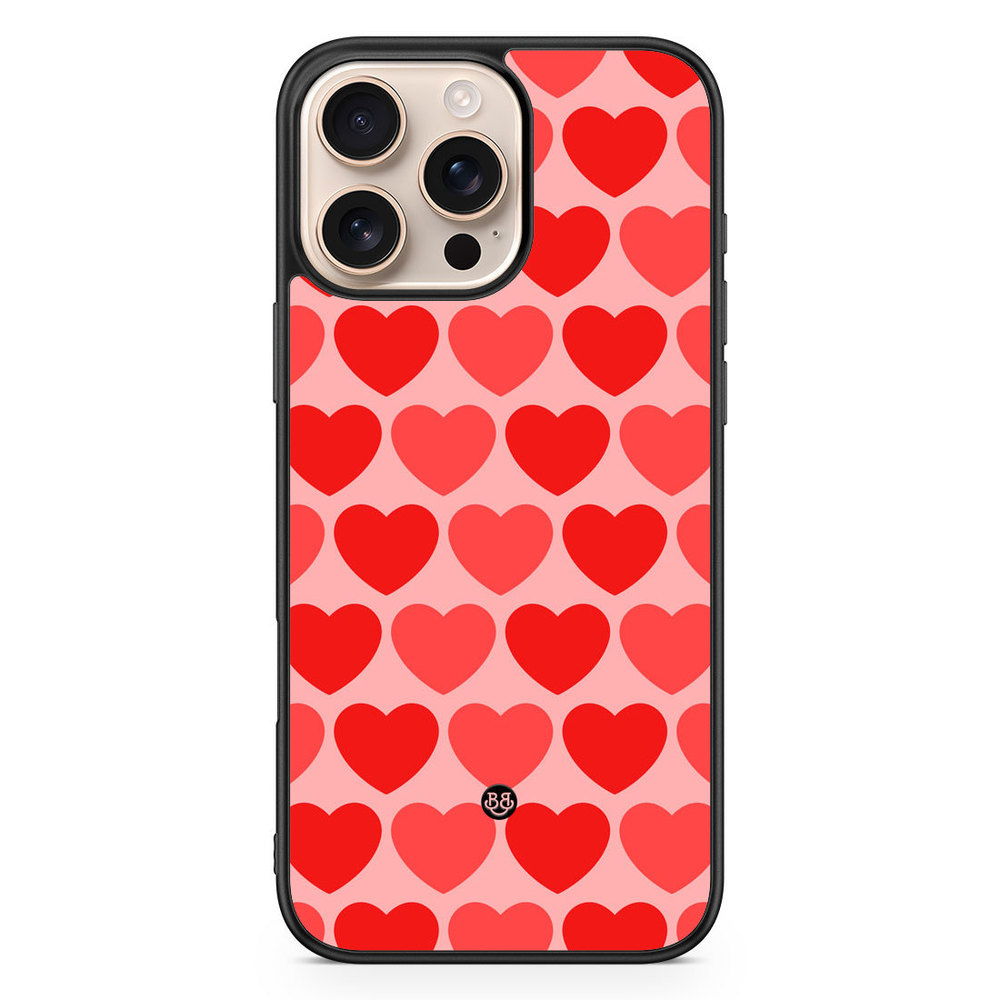 iPhone 16 Pro Max Case - Red Hearts