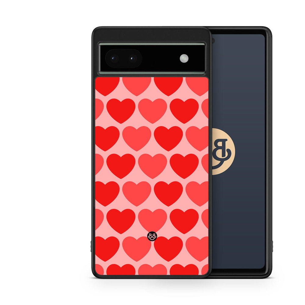 Google Pixel 6a Case - Red Hearts