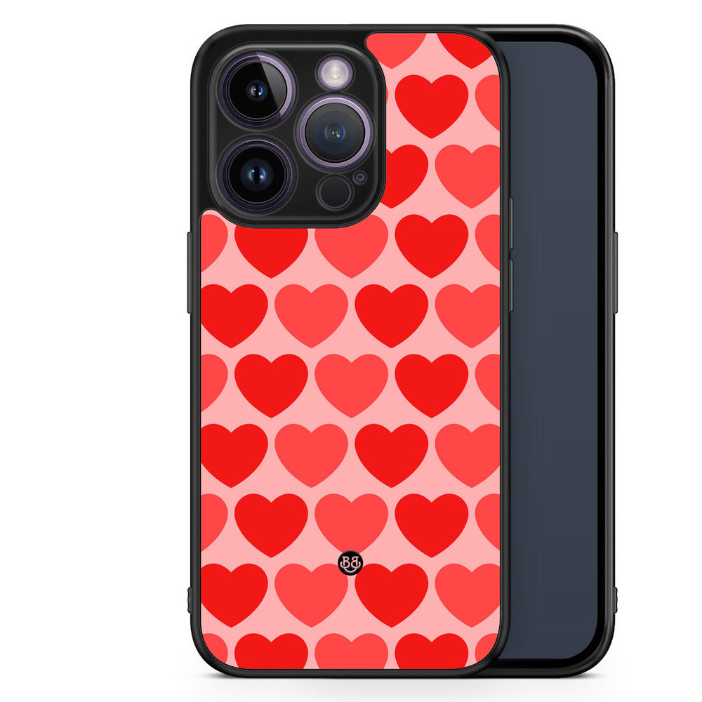 iPhone 14 Pro Case - Red Hearts
