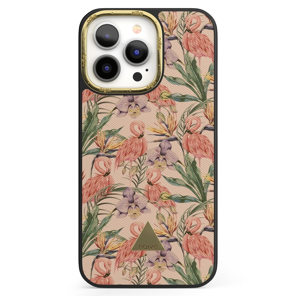 Naive iPhone 13 Pro Case - Flamingos & Flowers