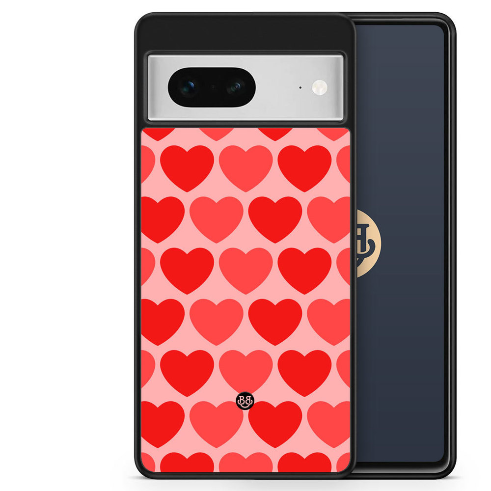 Google Pixel 7 Skal - Red Hearts