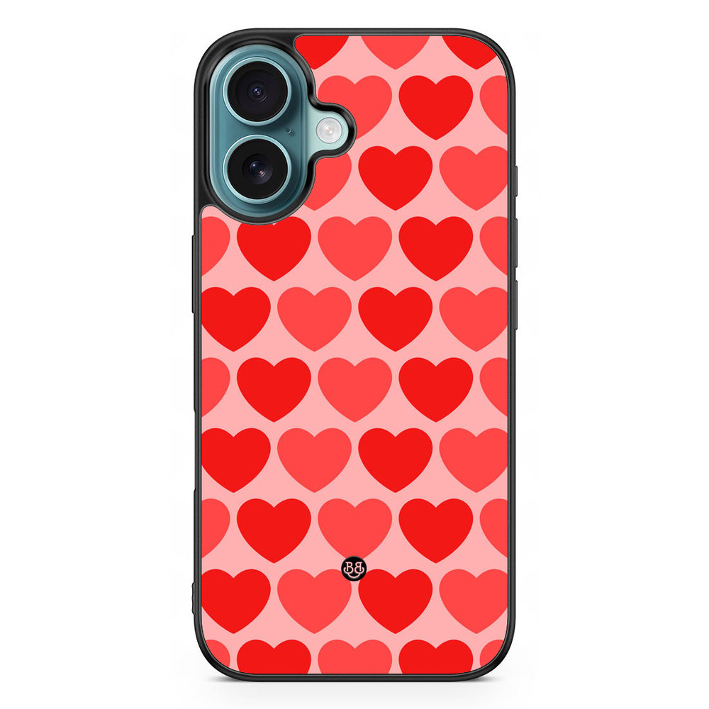 iPhone 16 Case - Red Hearts