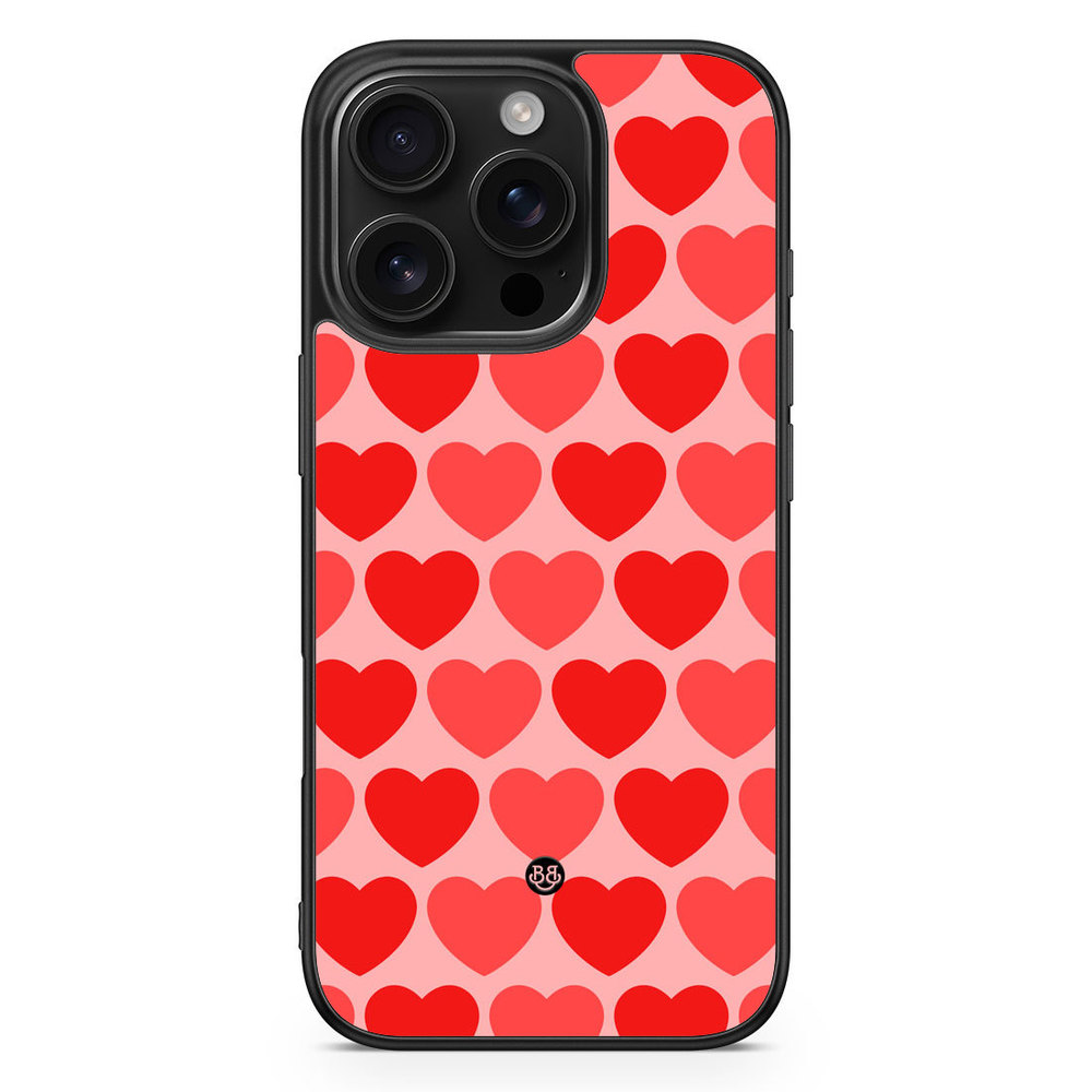 iPhone 16 Pro Case - Red Hearts