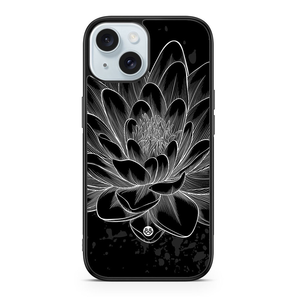 iPhone 15 Case - Black/White Lotus