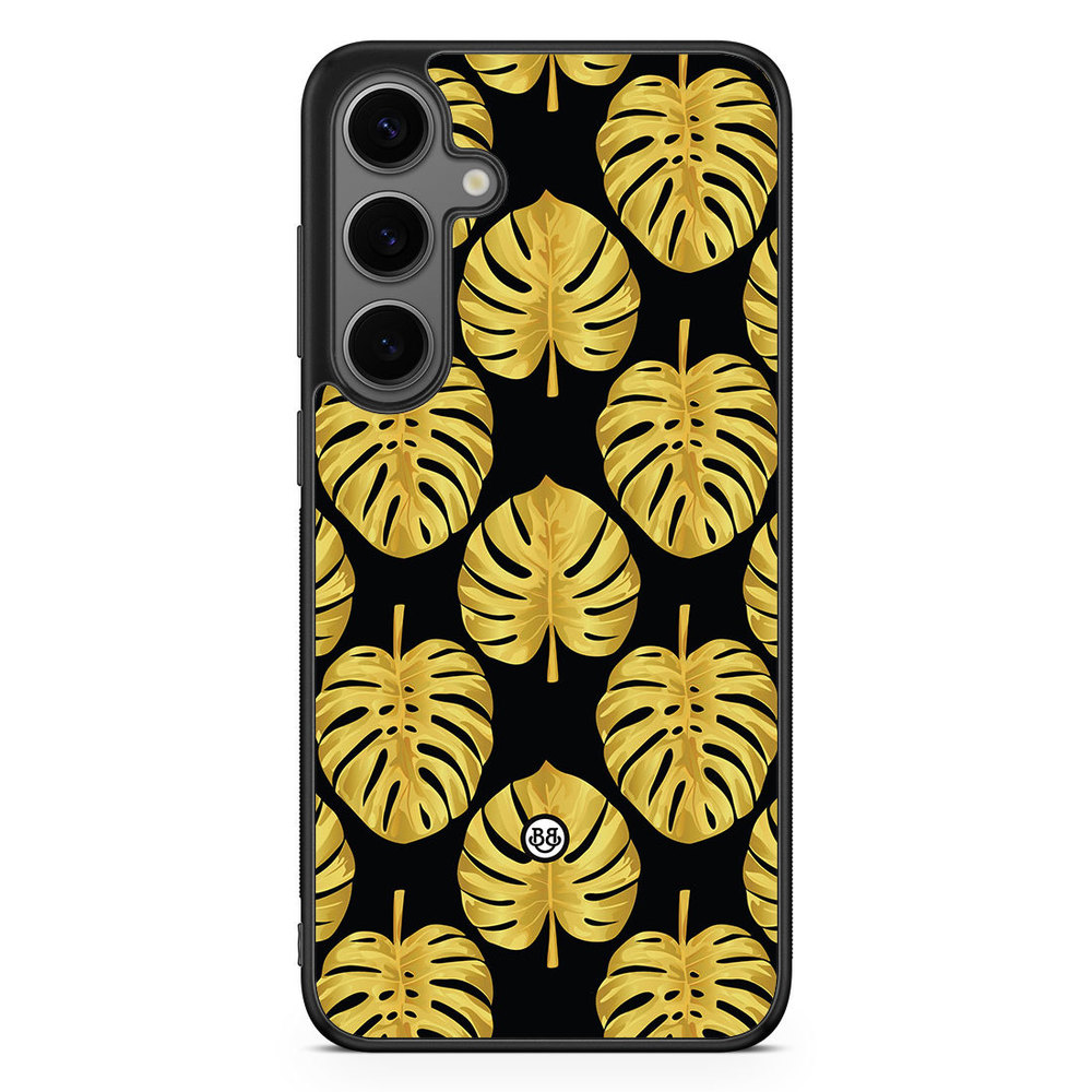 Samsung Galaxy S24 Plus Case - Gold Monstera