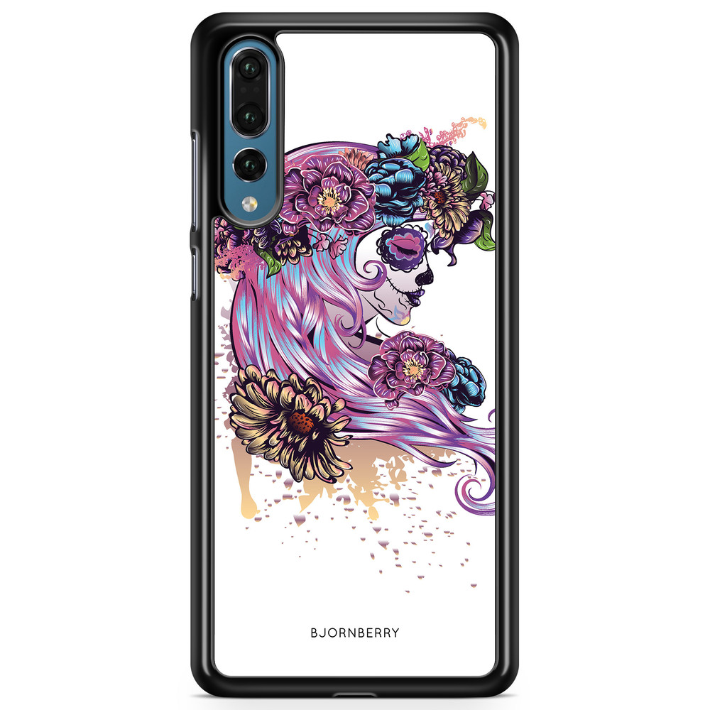 Huawei P20 Pro Case - Skull Girl Flowers