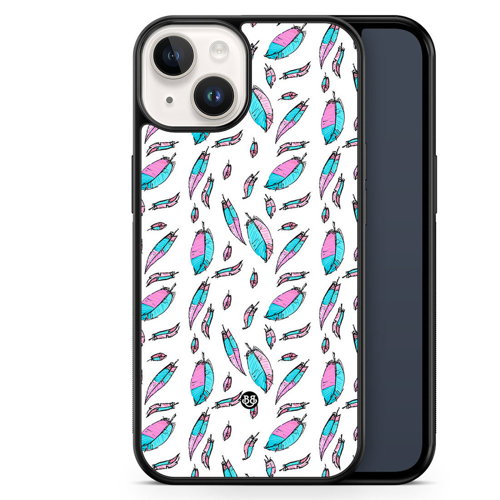 iPhone 14 Case - Pink/Blue Feathers