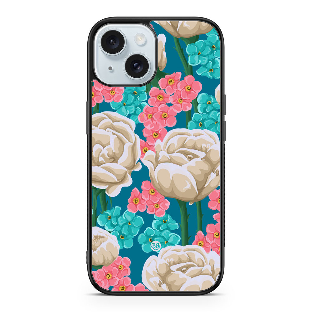 iPhone 15 Case - Seamless White Roses