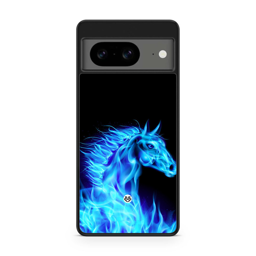 Google Pixel 8 Case - Flames Horse Blue