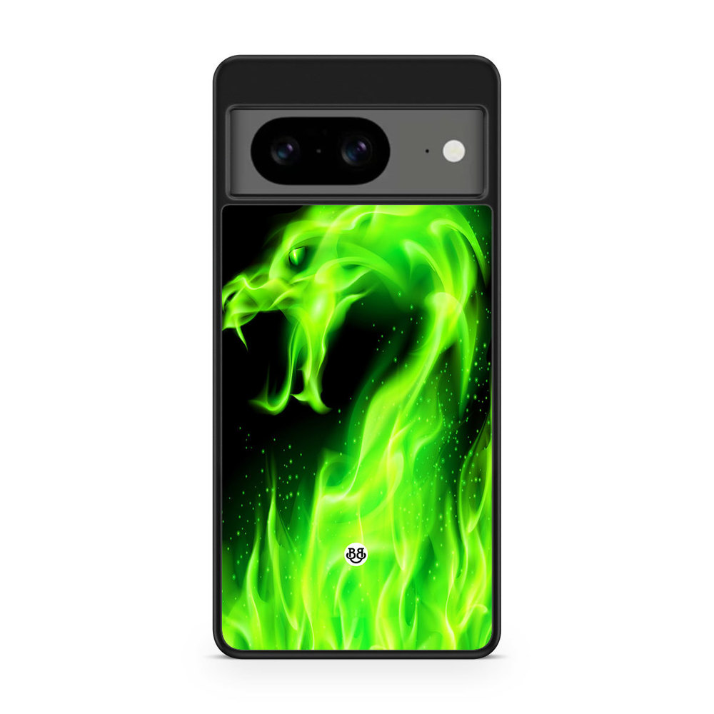 Google Pixel 8 Case - Green Flames Dragon