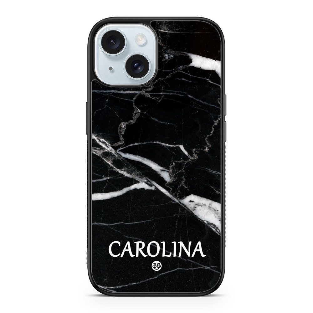 iPhone 15 Custom Case - Black Marble Name