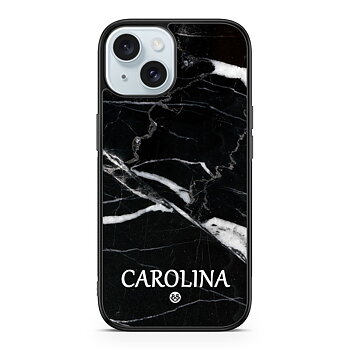 iPhone 15 Custom Case - Black Marble Name