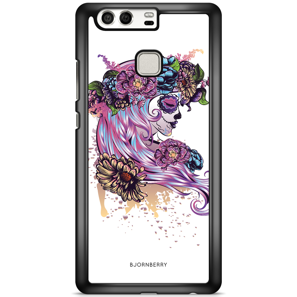 Huawei P9 Plus Case - Skull Girl Flowers