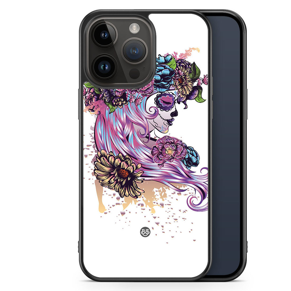 iPhone 14 Pro Max Case - Skull Girl Flowers