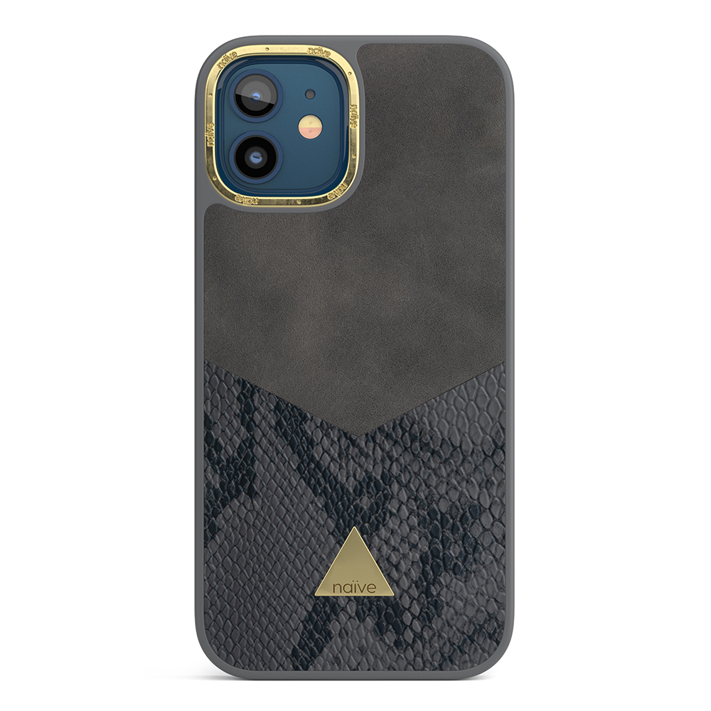 Naive iPhone 12 Smooth Case - Grey/Snake