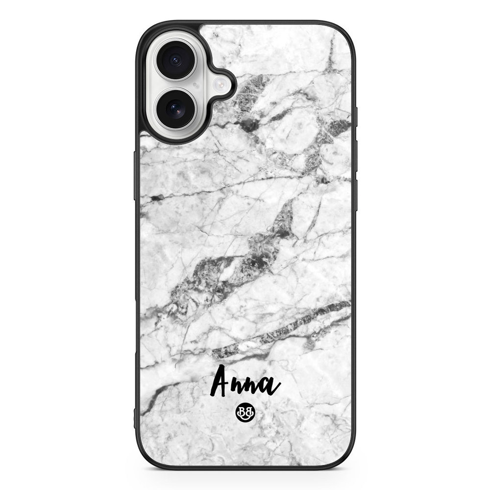 iPhone 16 Plus Custom Case - White Marble Name