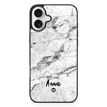 iPhone 16 Plus Custom Skal - Vit Marmor Namn