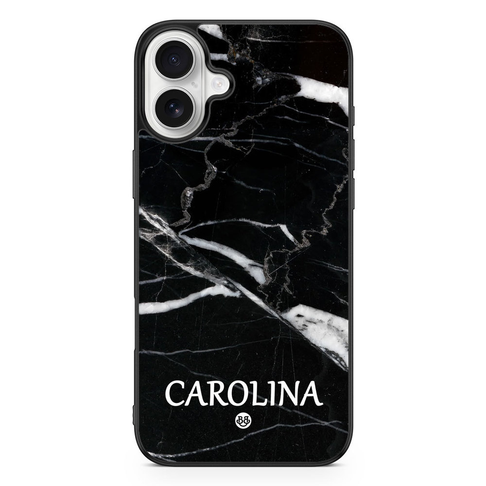 iPhone 16 Plus Custom Case - Black Marble Name