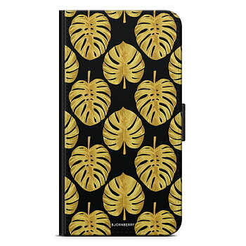 Huawei P40 Pro Wallet Case - Gold Monstera