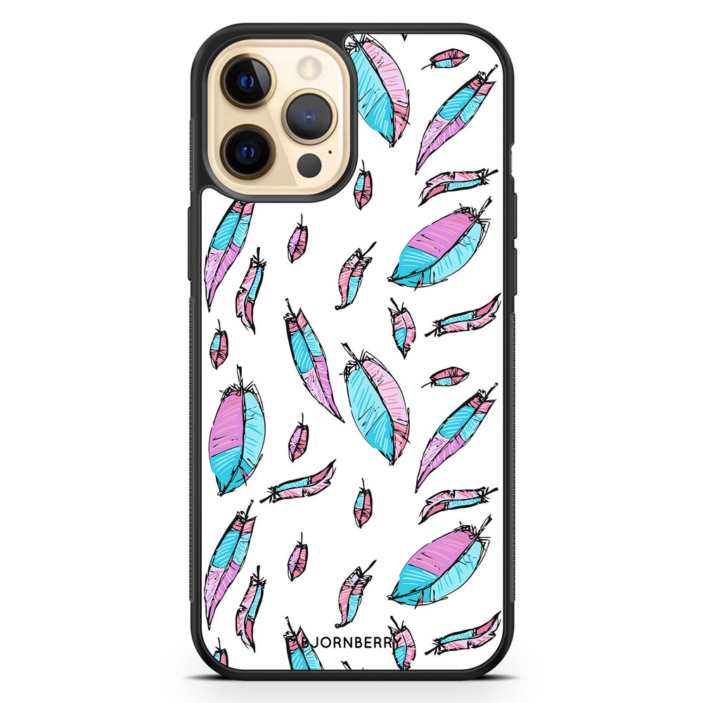 iPhone 12 Pro Max Case - Pink/Blue Feathers