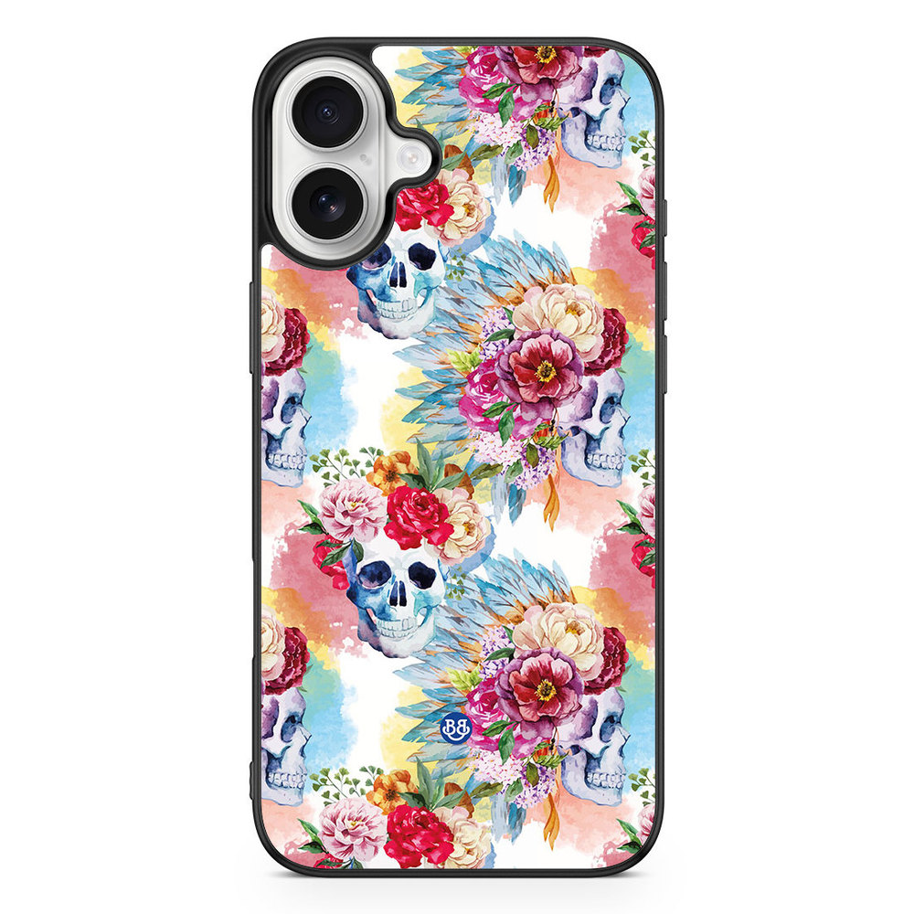 iPhone 16 Plus Case - Skulls And Flowers