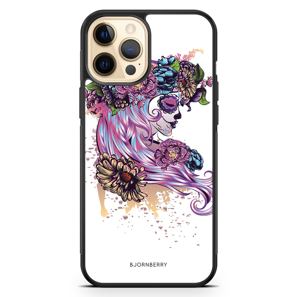 iPhone 12 Pro Max Case - Skull Girl Flowers