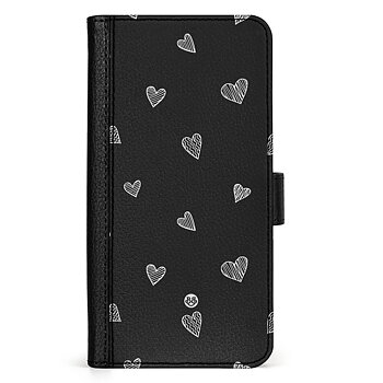Samsung Galaxy S24 5G Wallet Case - Black & White Hearts