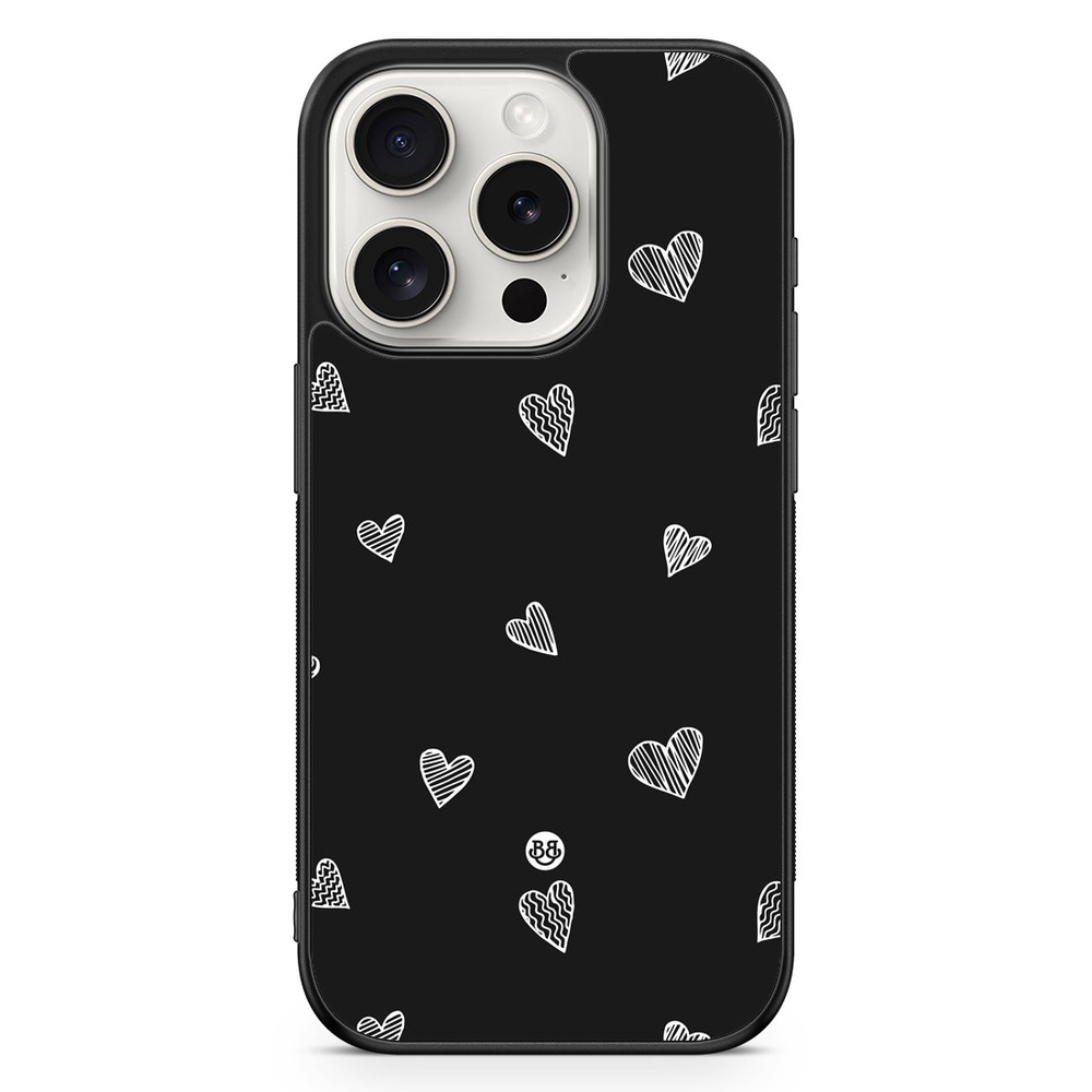 iPhone 15 Pro Case - Black & White Hearts