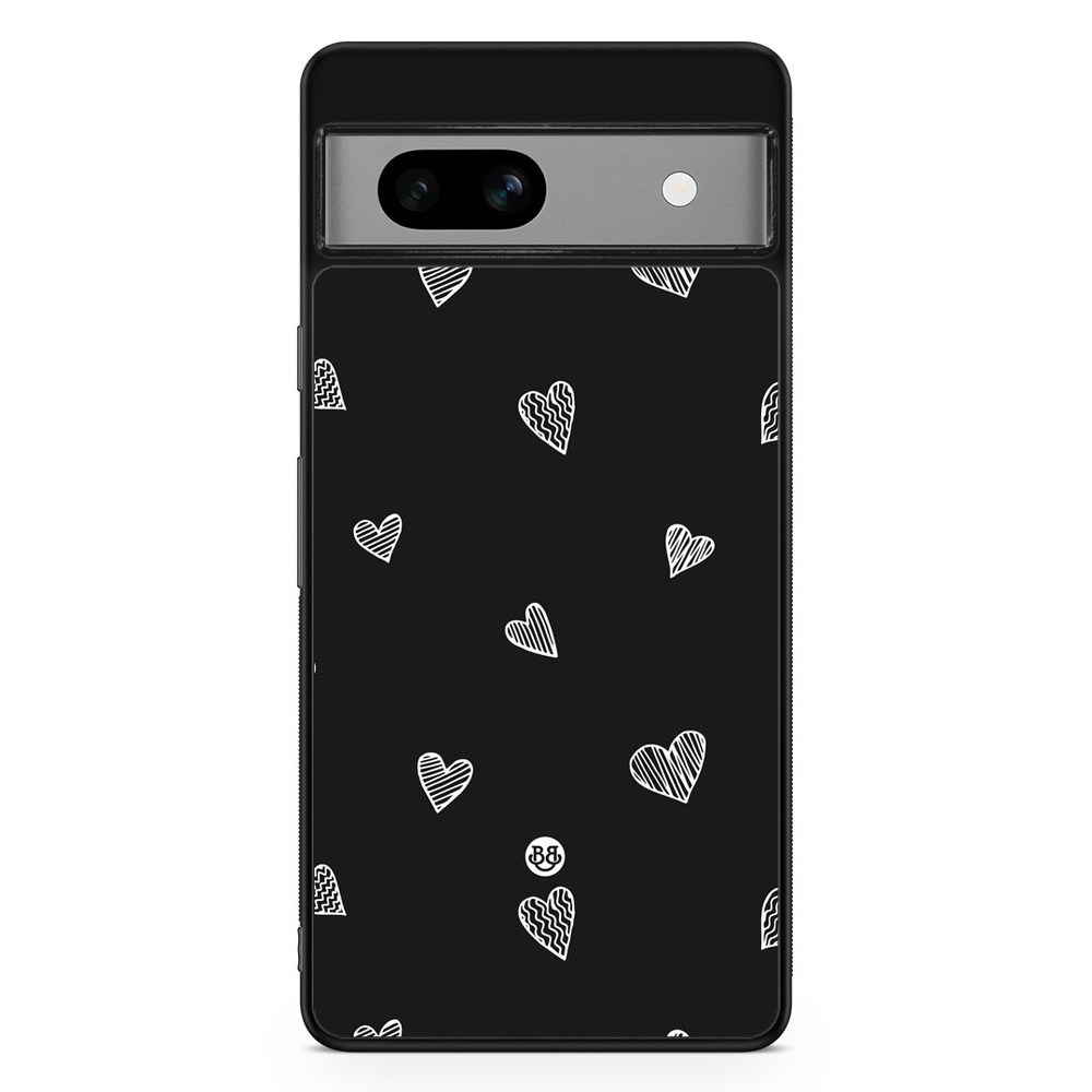Google Pixel 7a Case - Black & White Hearts