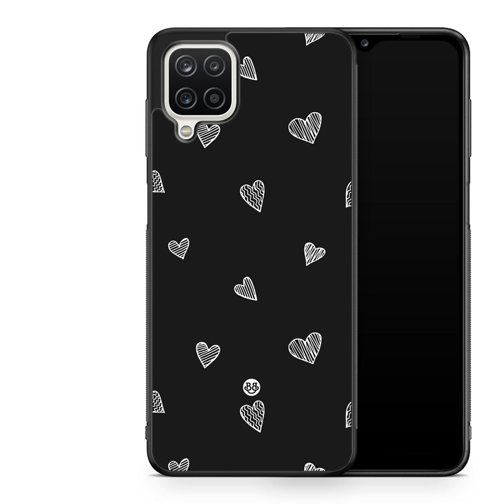 Samsung Galaxy A12 Case - Black & White Hearts