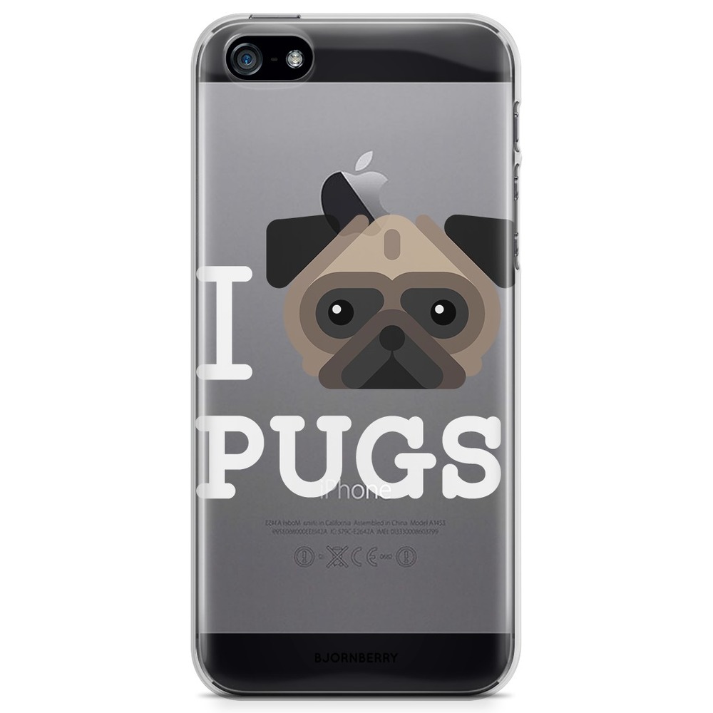 iPhone 5/5S/SE (2016) TPU Case - I Love Pugs