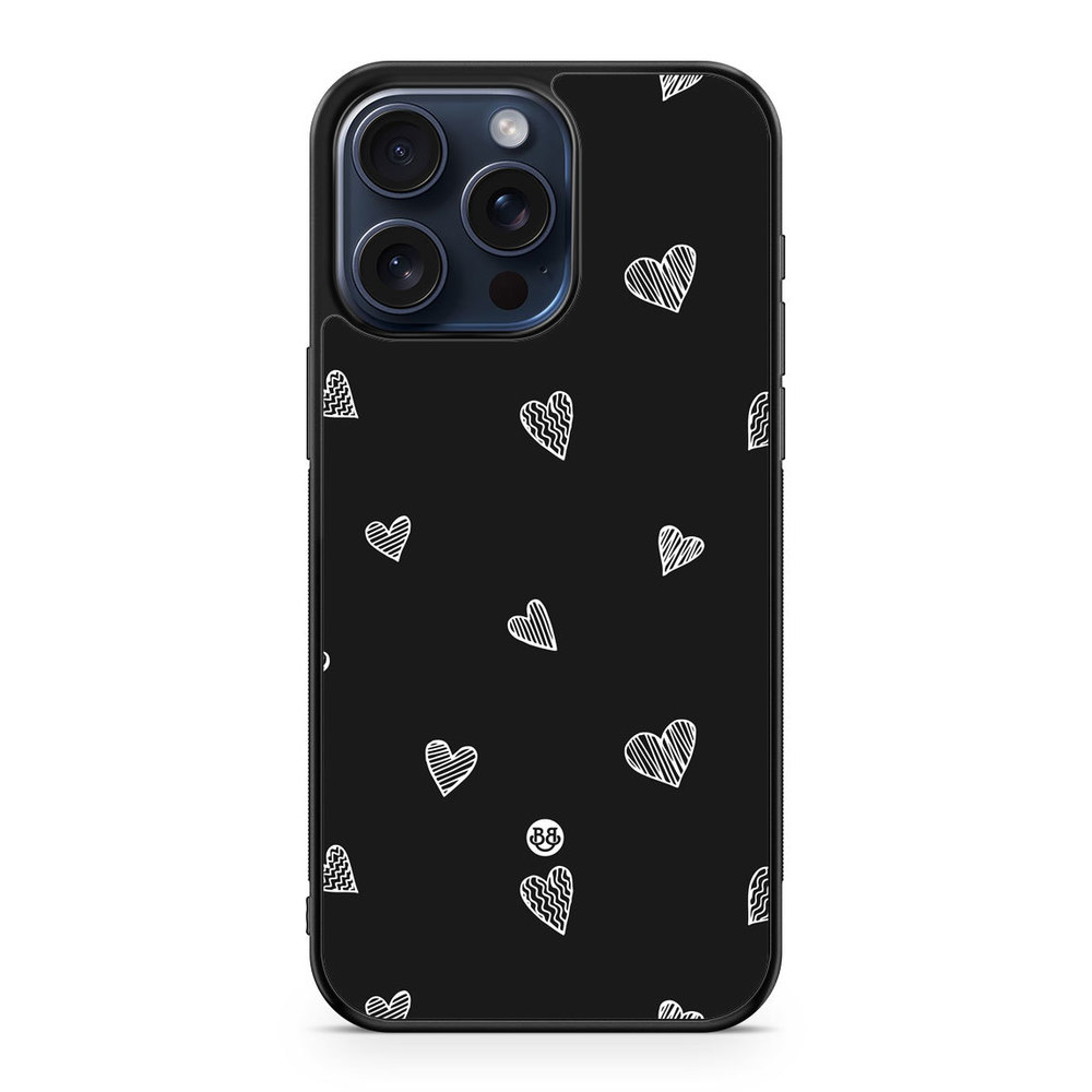 iPhone 15 Pro Max Case - Black & White Hearts