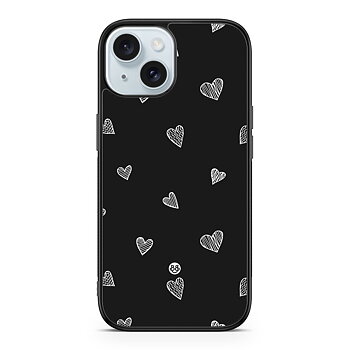 iPhone 15 Case - Black & White Hearts