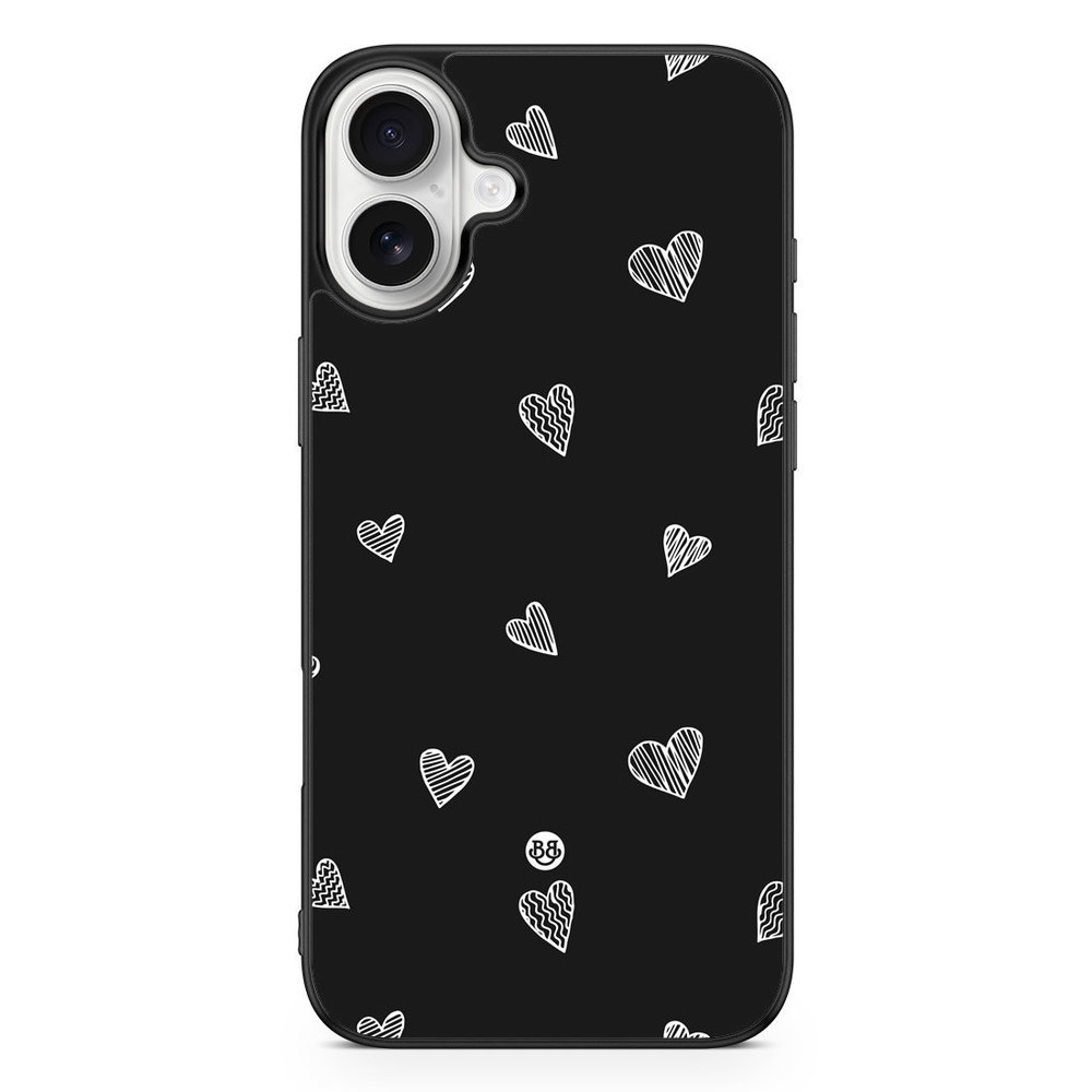 iPhone 16 Plus Case - Black & White Hearts