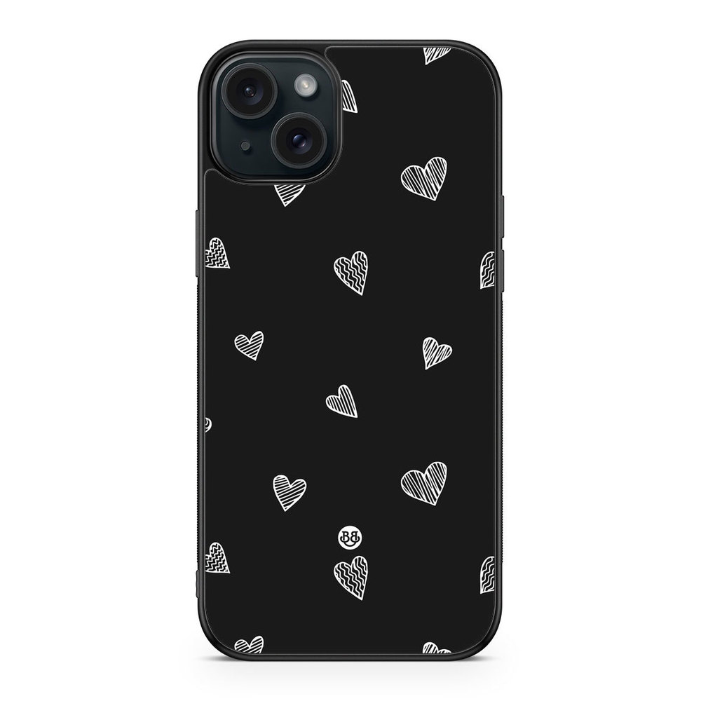iPhone 15 Plus Case - Black & White Hearts