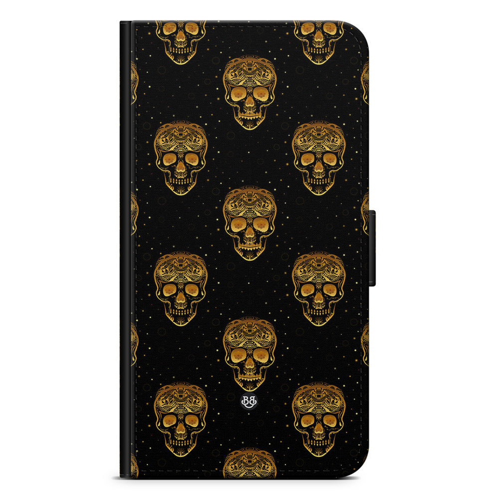 Xiaomi 12 Pro Wallet Case - Gold Skulls