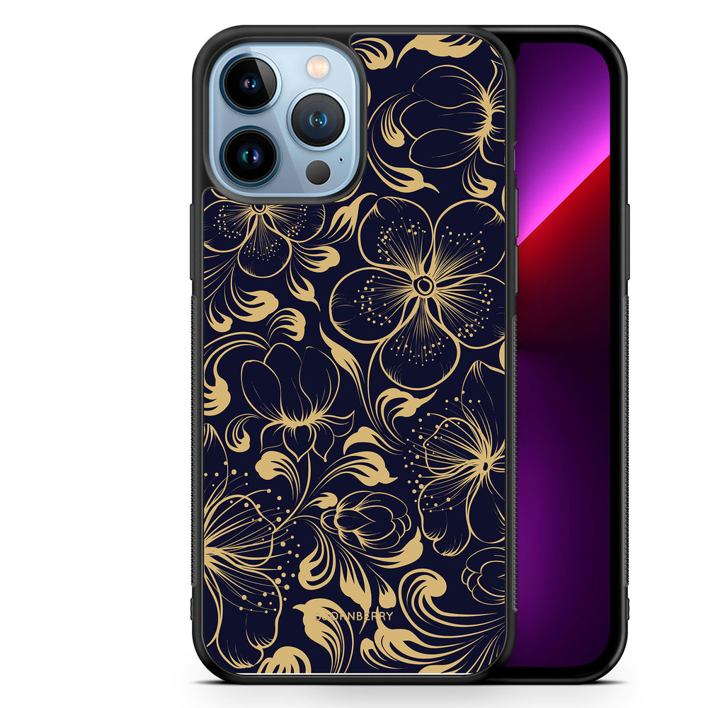 iPhone 13 Pro Max Case - Dark Blue Flowers