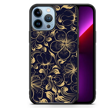 iPhone 13 Pro Max Skal - Mörkblå Blommor