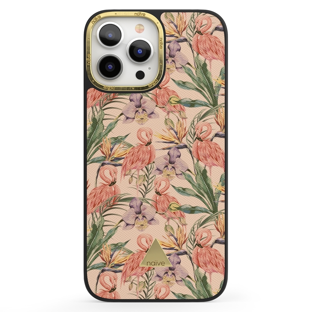 Naive iPhone 13 Pro Max Case - Flamingos & Flowers
