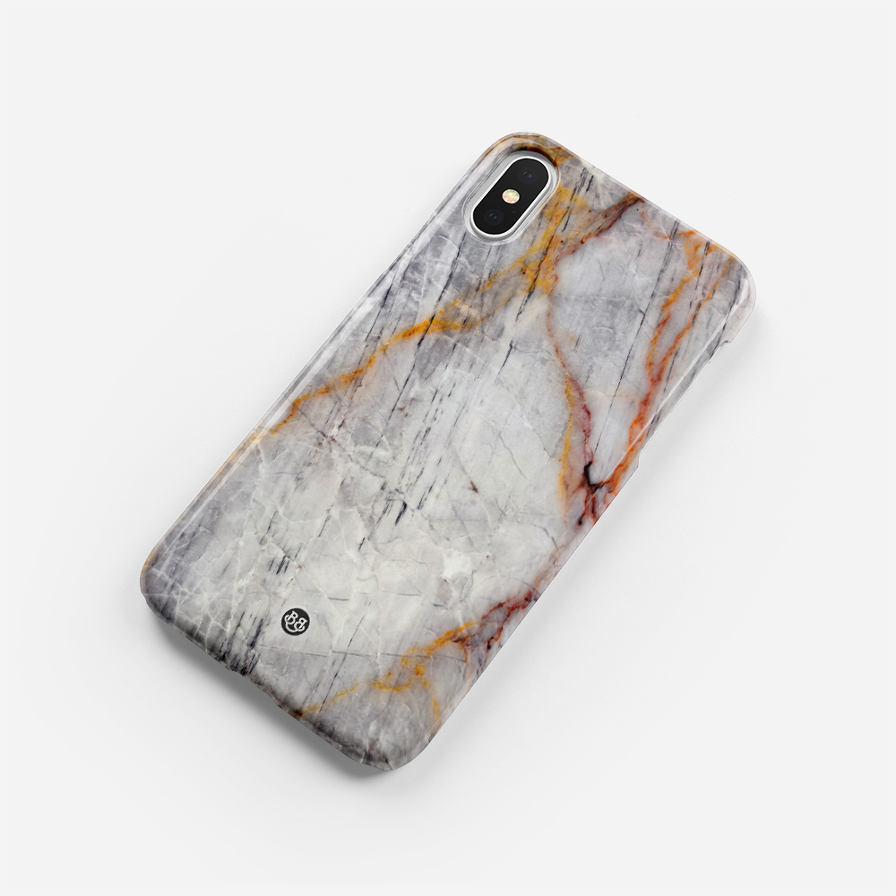 iPhone X / XS Premium Skal - Guldgrå Marmor - 2
