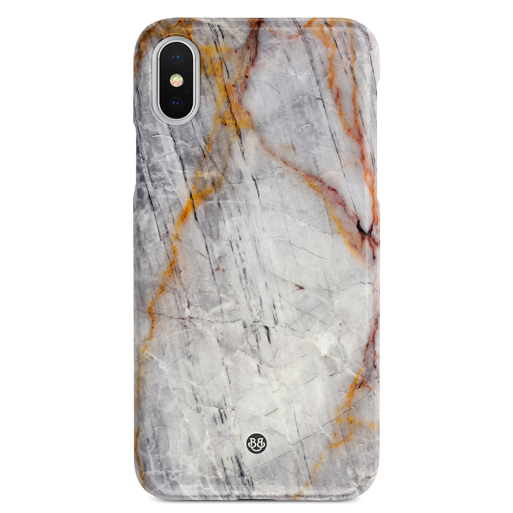 iPhone X / XS Premium Skal - Guldgrå Marmor