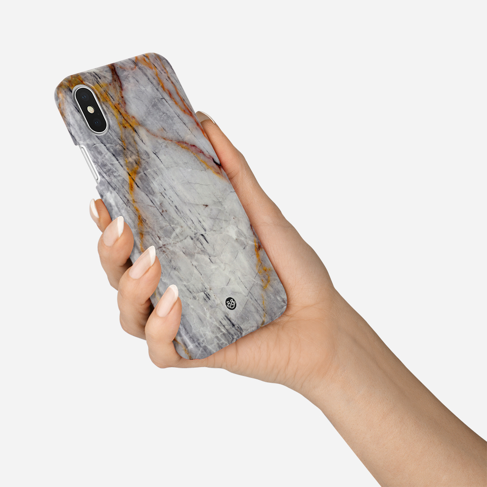 iPhone X / XS Premium Skal - Guldgrå Marmor - 3